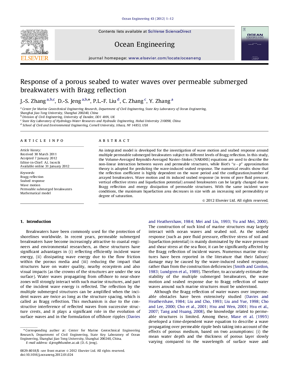 Response of a porous seabed to water waves over permeable submerged breakwaters with Bragg reflection