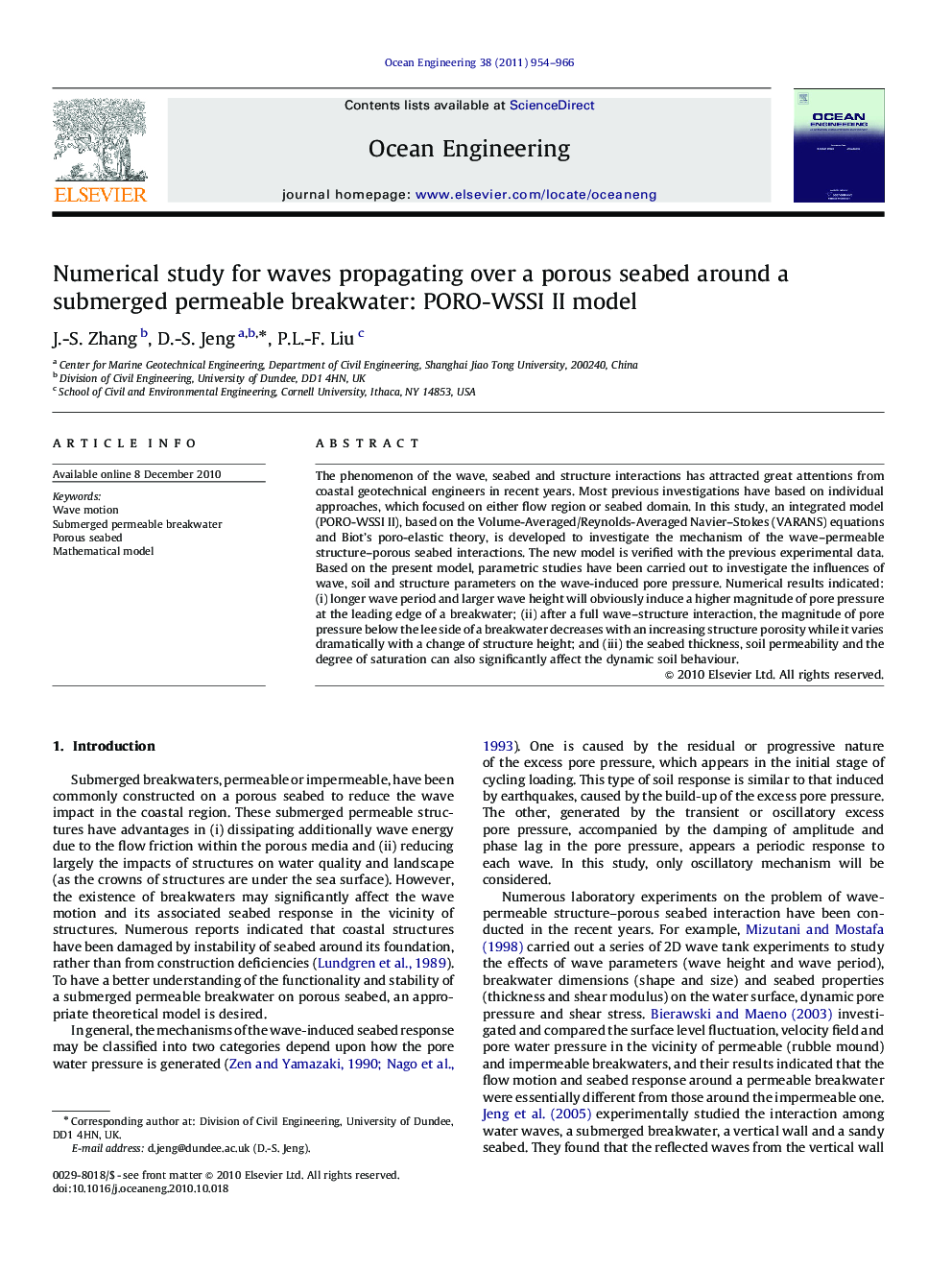 Numerical study for waves propagating over a porous seabed around a submerged permeable breakwater: PORO-WSSI II model