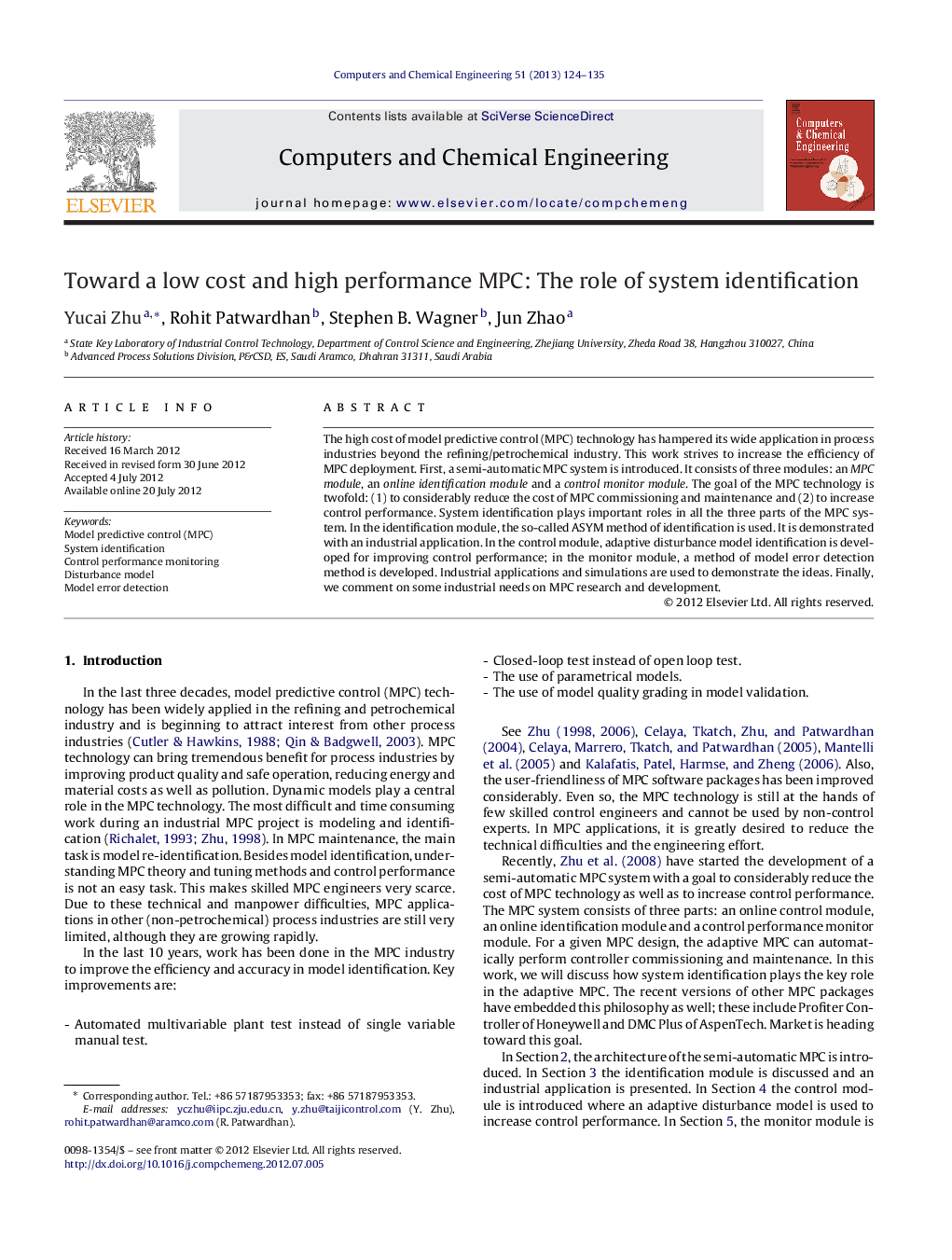 Toward a low cost and high performance MPC: The role of system identification