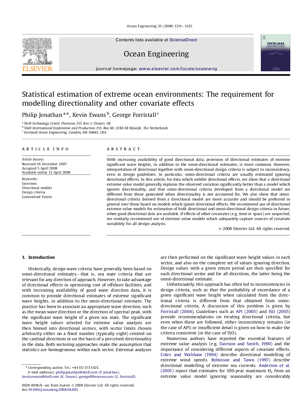 Statistical estimation of extreme ocean environments: The requirement for modelling directionality and other covariate effects