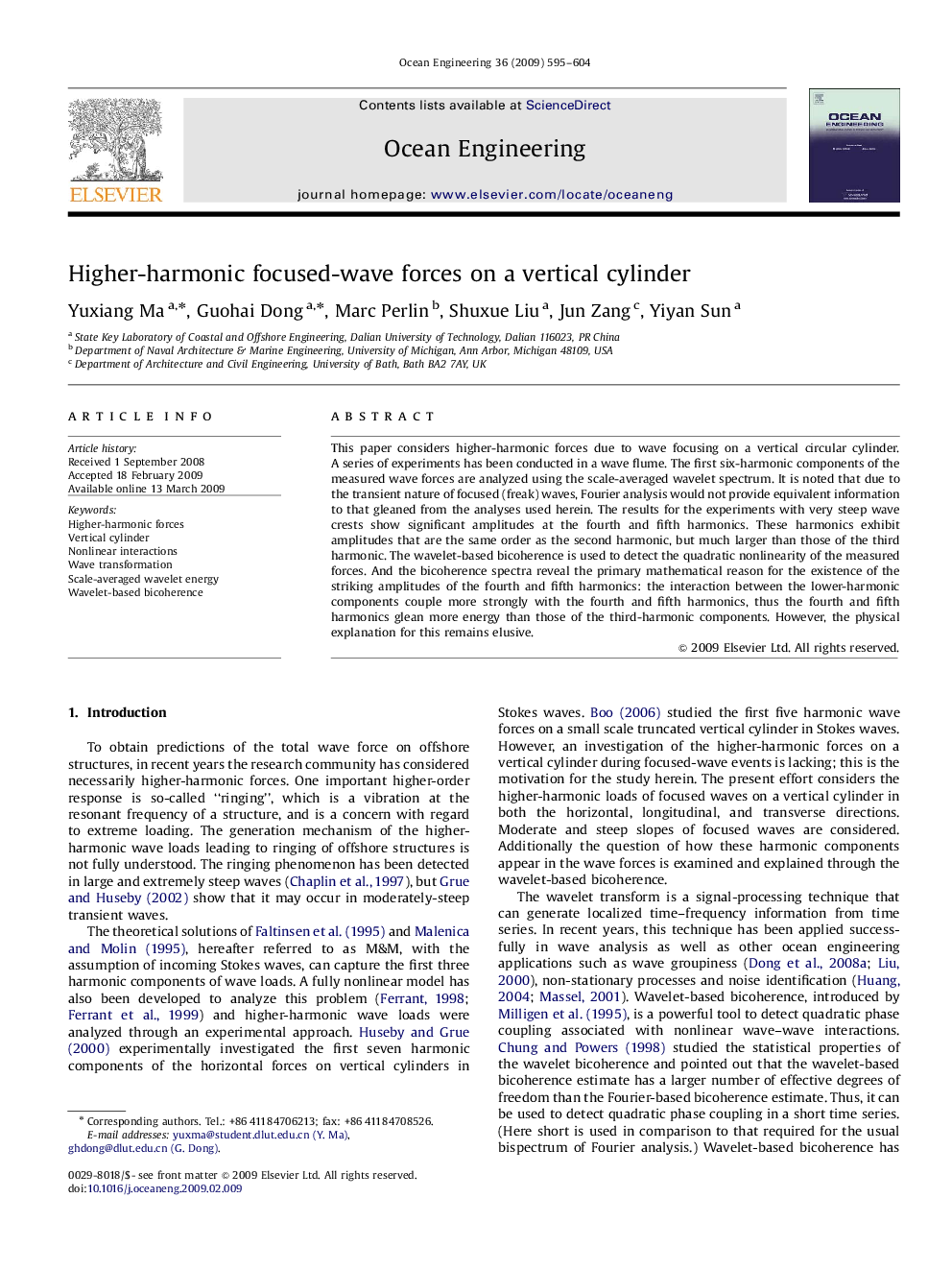 Higher-harmonic focused-wave forces on a vertical cylinder