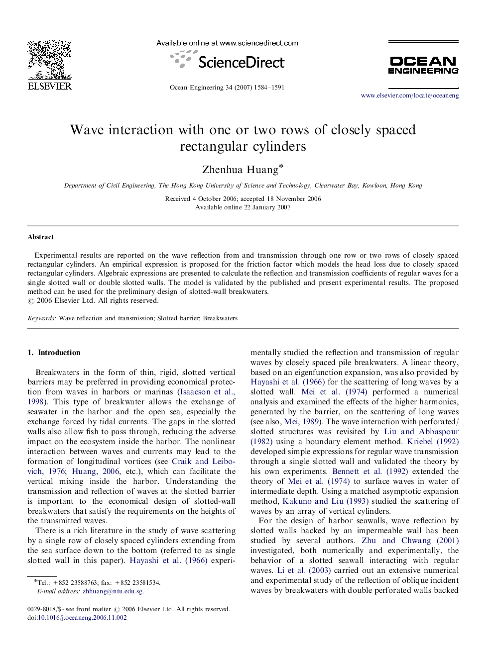 Wave interaction with one or two rows of closely spaced rectangular cylinders