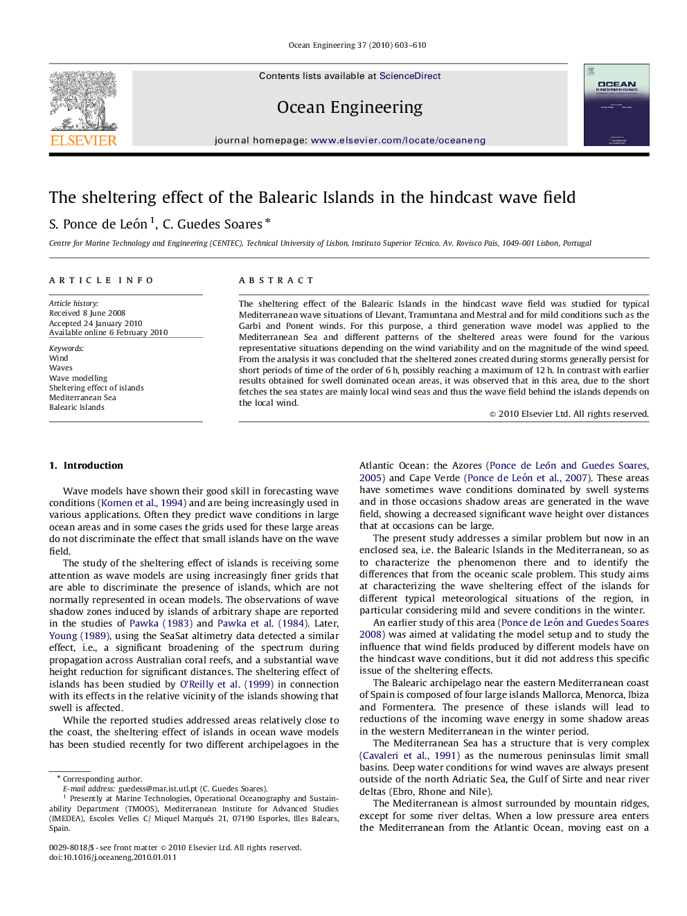 The sheltering effect of the Balearic Islands in the hindcast wave field