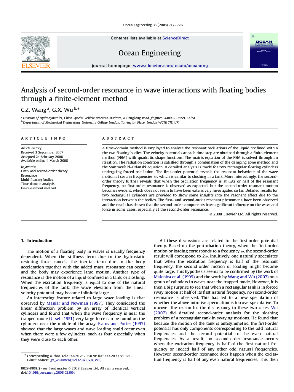 Analysis of second-order resonance in wave interactions with floating bodies through a finite-element method