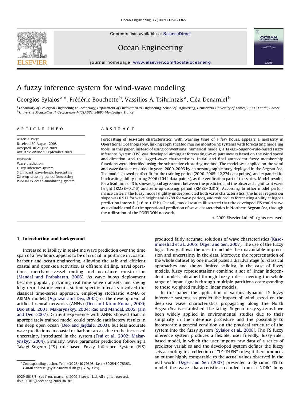 A fuzzy inference system for wind-wave modeling