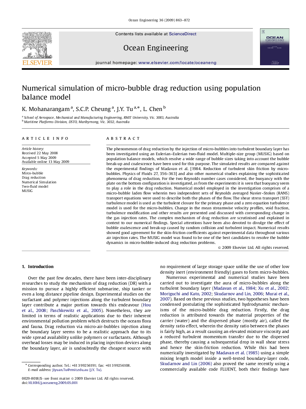 Numerical simulation of micro-bubble drag reduction using population balance model