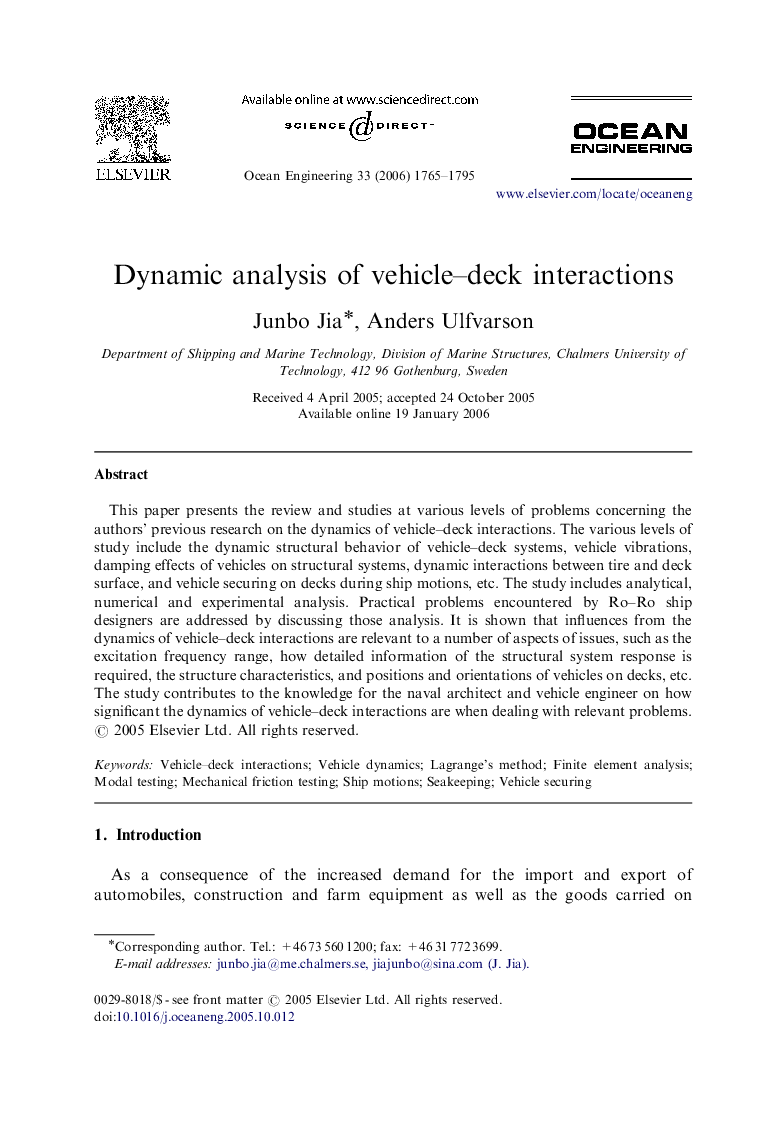 Dynamic analysis of vehicle-deck interactions