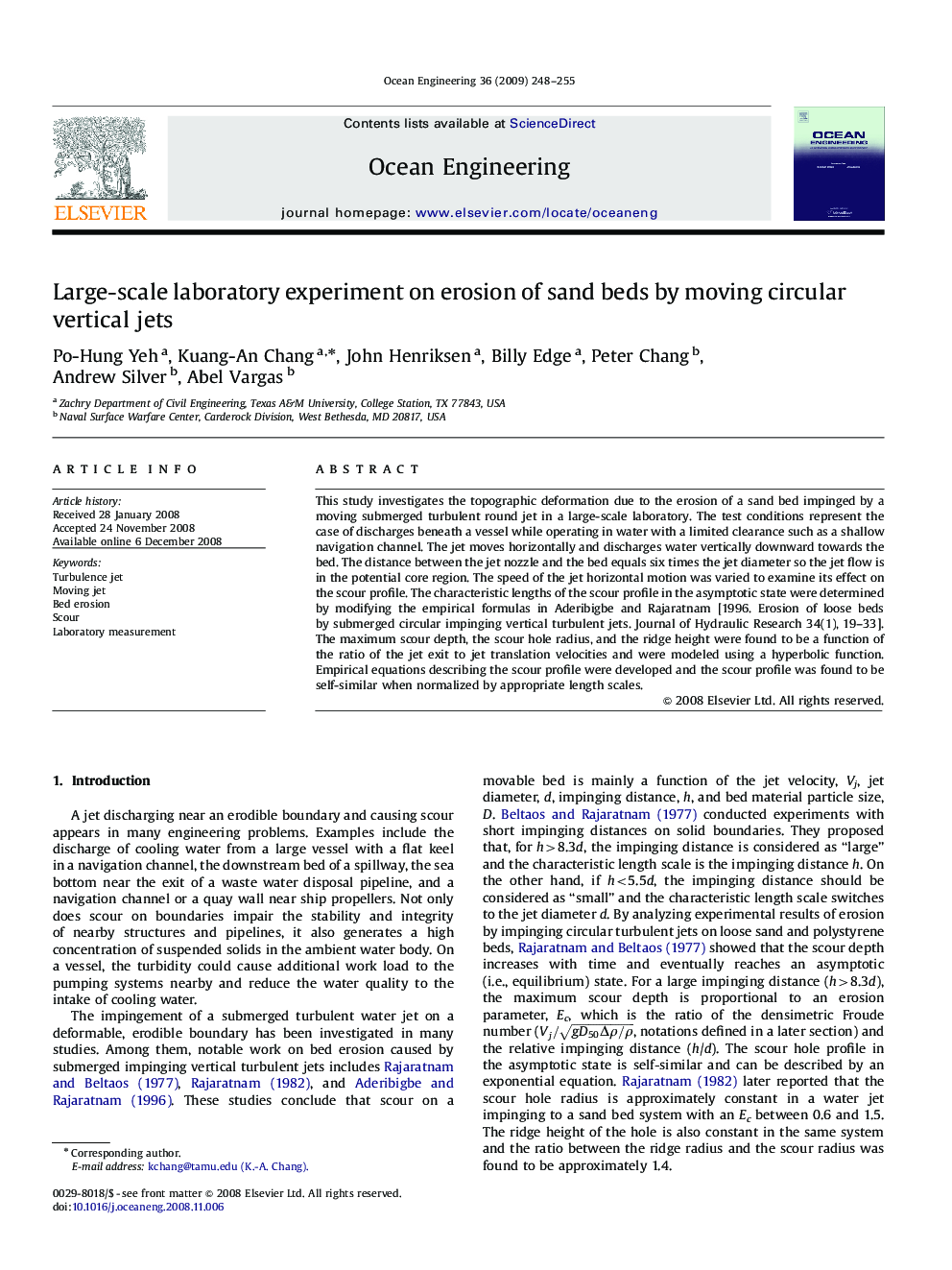 Large-scale laboratory experiment on erosion of sand beds by moving circular vertical jets