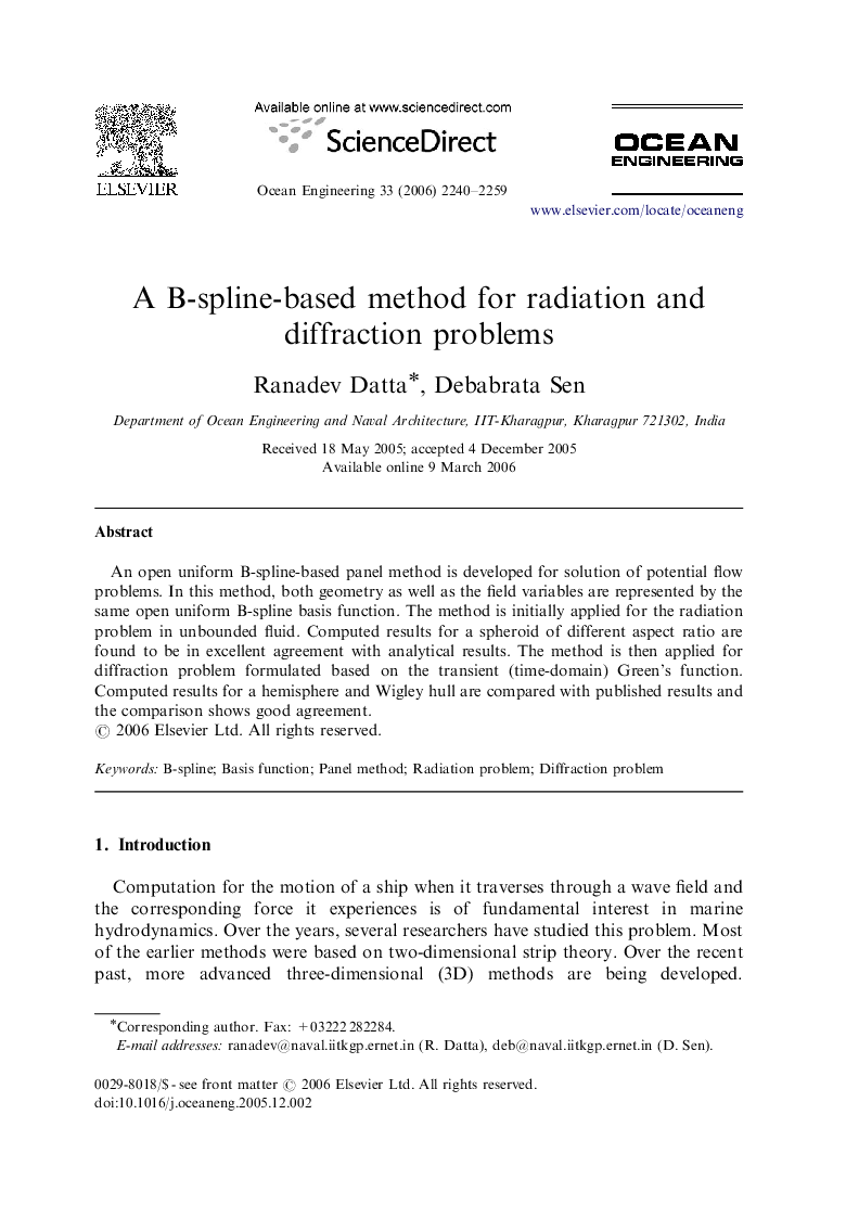 A B-spline-based method for radiation and diffraction problems