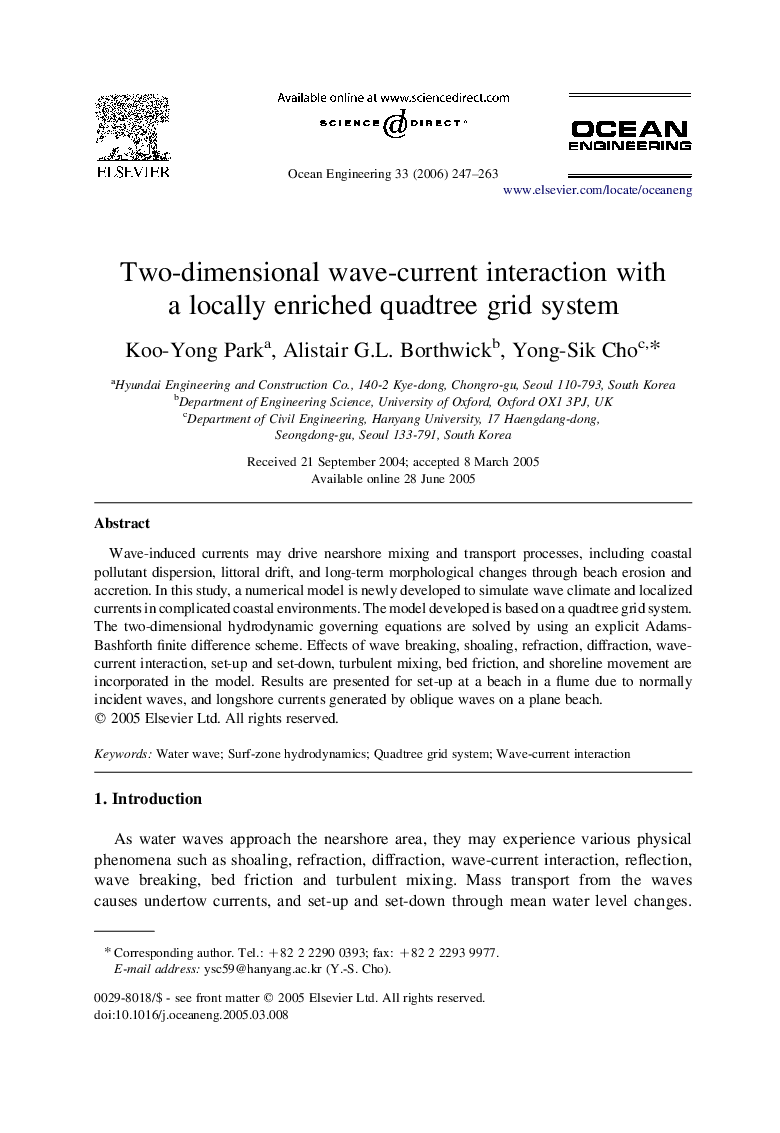 Two-dimensional wave-current interaction with a locally enriched quadtree grid system