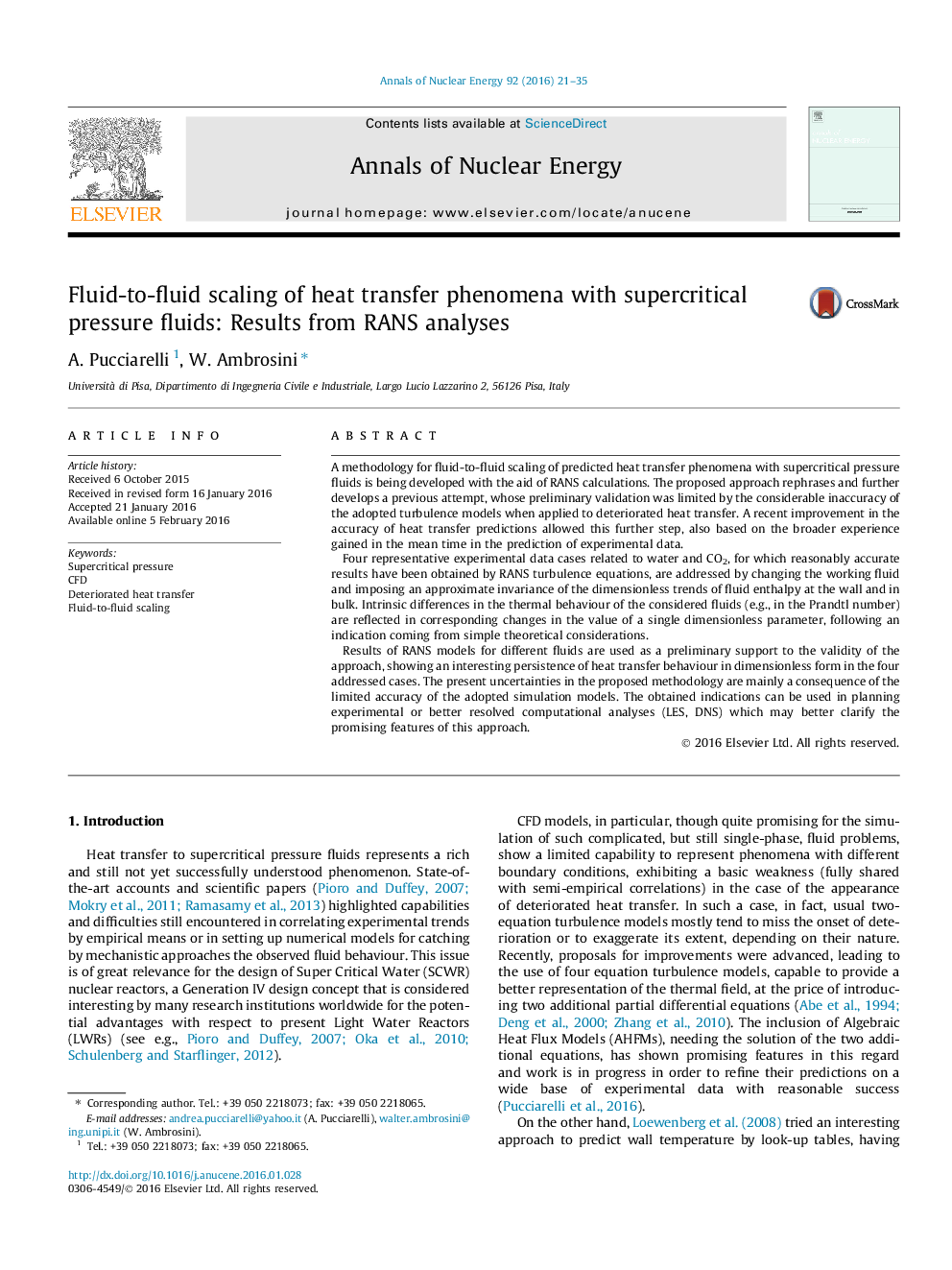 Fluid-to-fluid scaling of heat transfer phenomena with supercritical pressure fluids: Results from RANS analyses