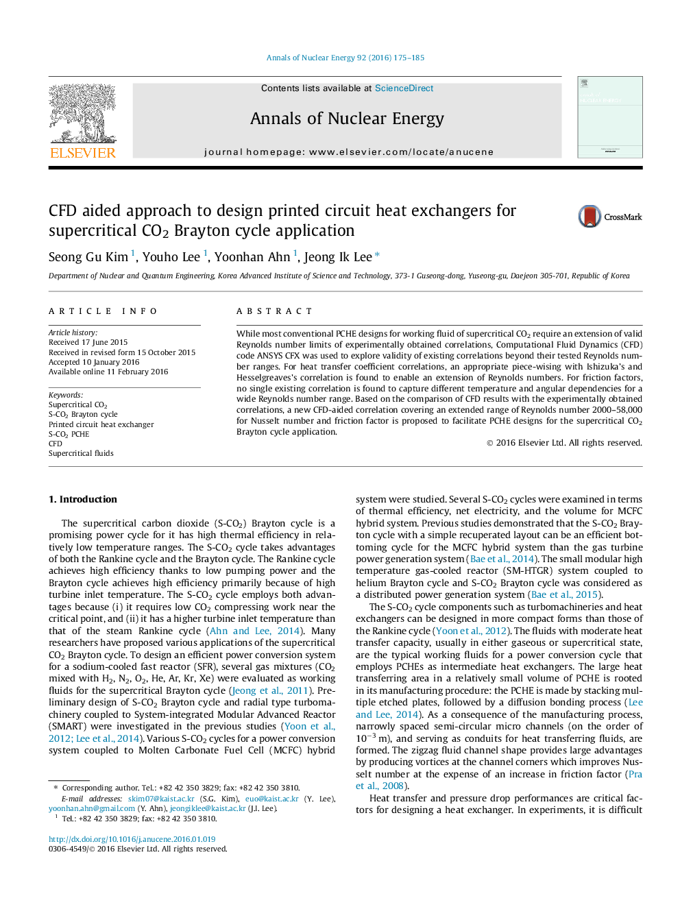 CFD aided approach to design printed circuit heat exchangers for supercritical CO2 Brayton cycle application