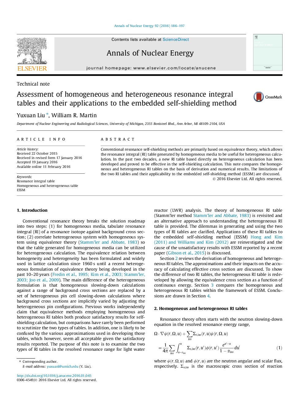 Assessment of homogeneous and heterogeneous resonance integral tables and their applications to the embedded self-shielding method