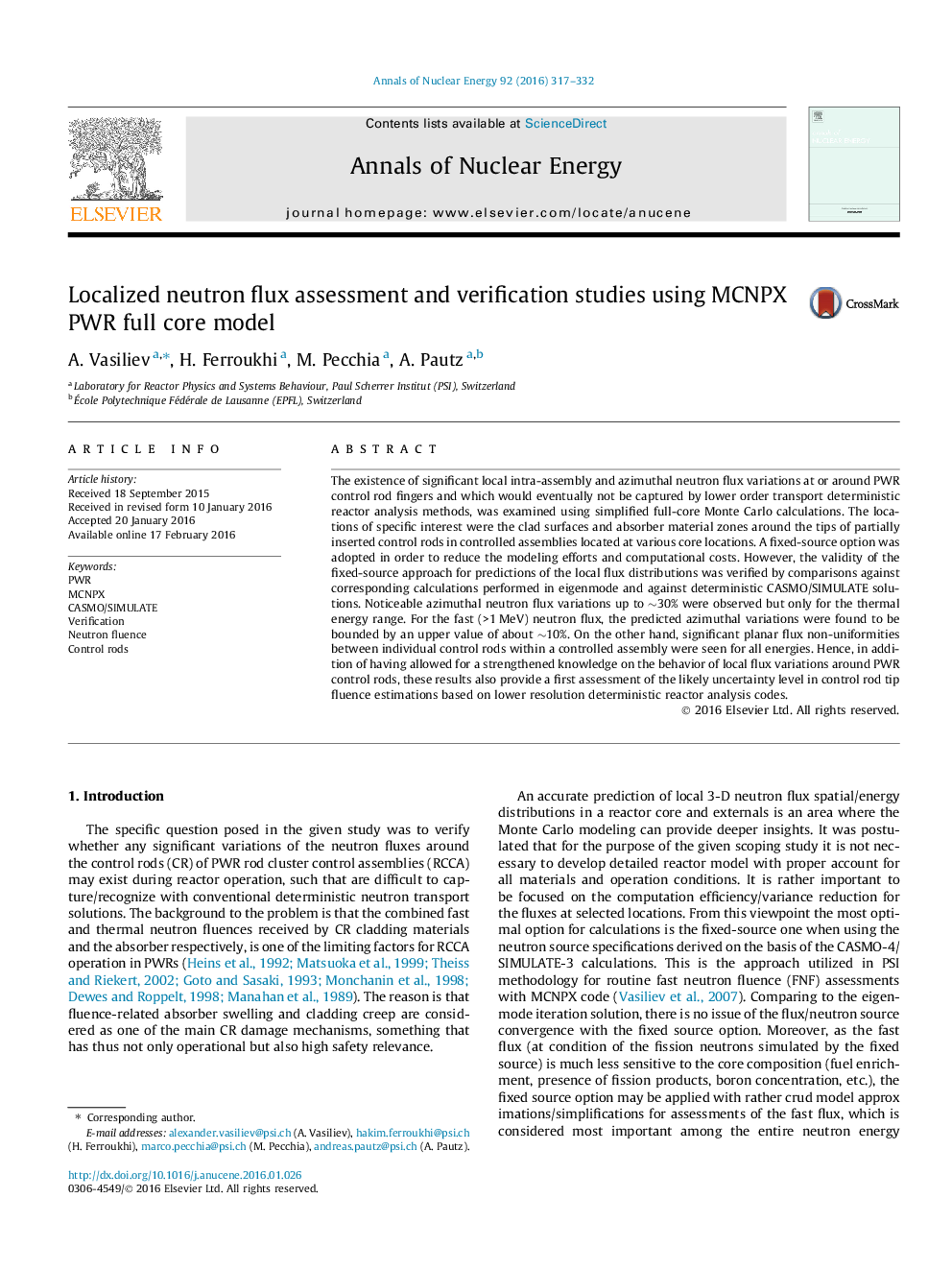 Localized neutron flux assessment and verification studies using MCNPX PWR full core model