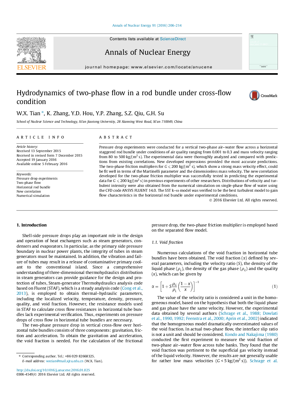 Hydrodynamics of two-phase flow in a rod bundle under cross-flow condition