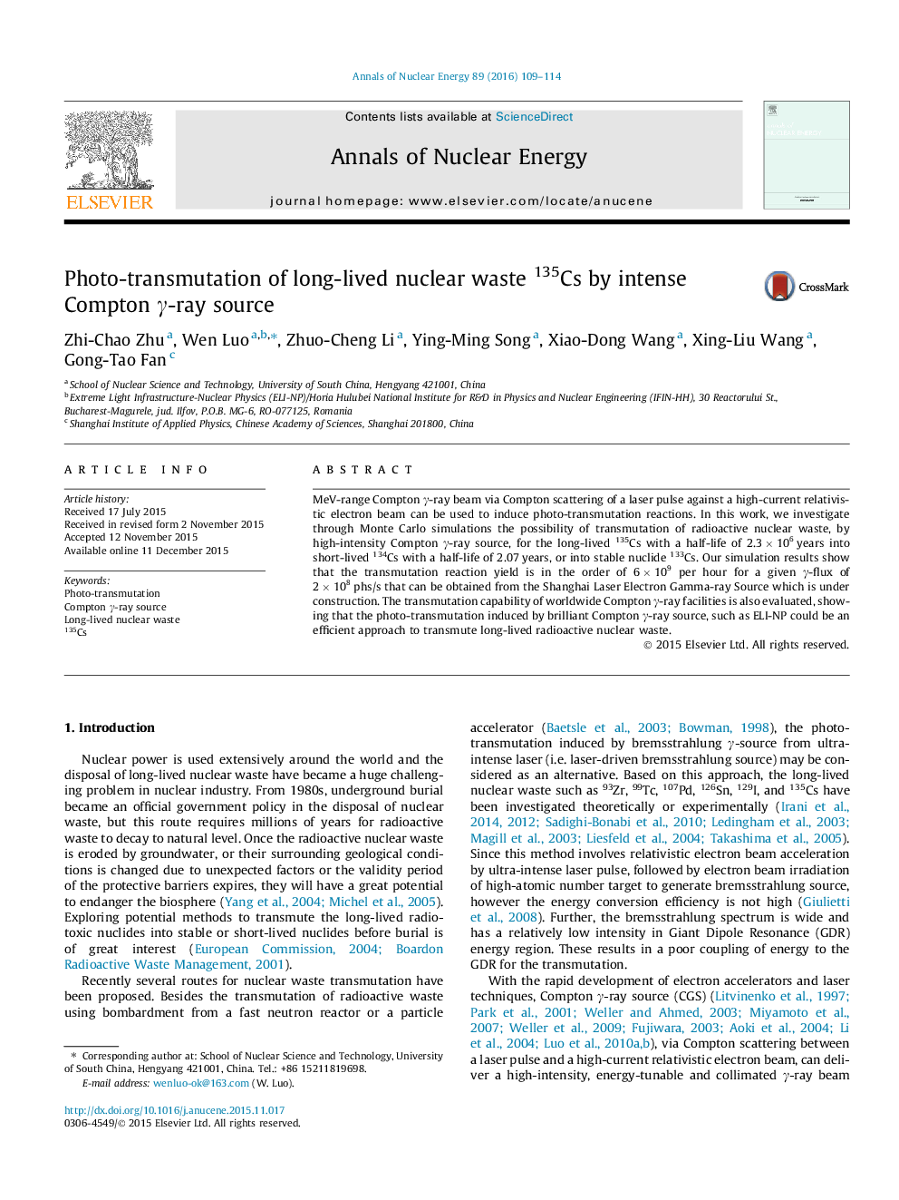 Photo-transmutation of long-lived nuclear waste 135Cs by intense Compton γγ-ray source