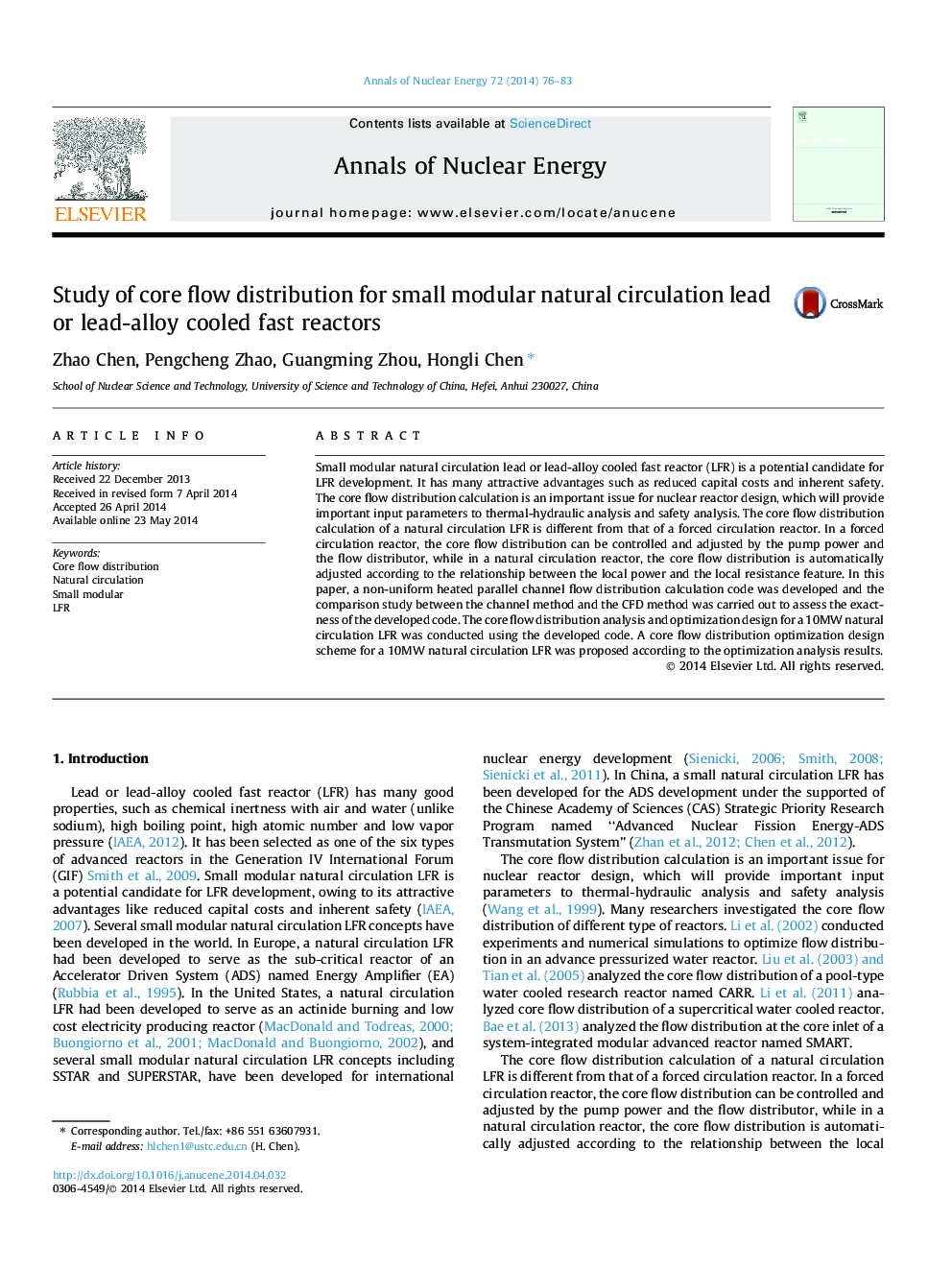 Study of core flow distribution for small modular natural circulation lead or lead-alloy cooled fast reactors