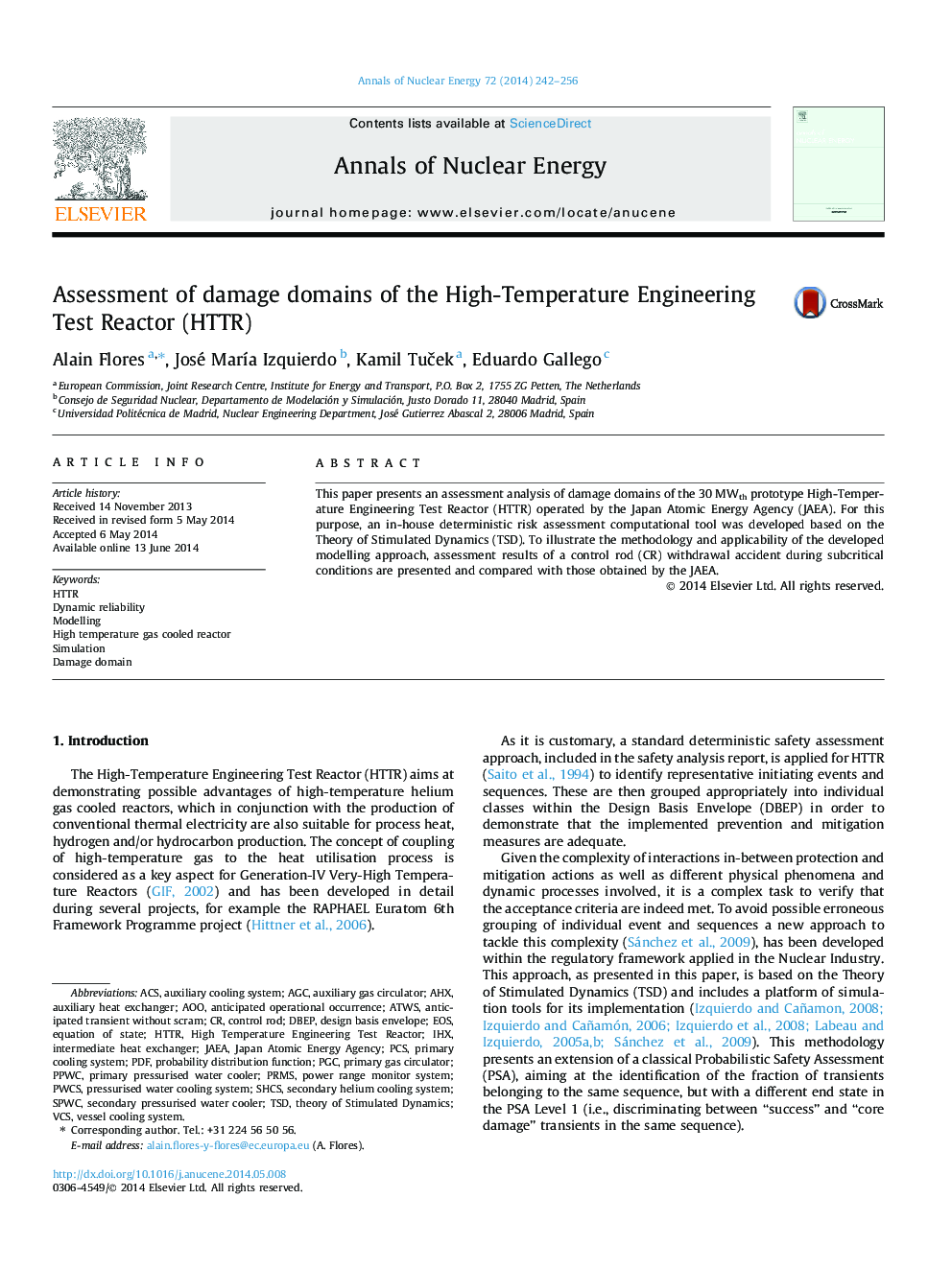Assessment of damage domains of the High-Temperature Engineering Test Reactor (HTTR)