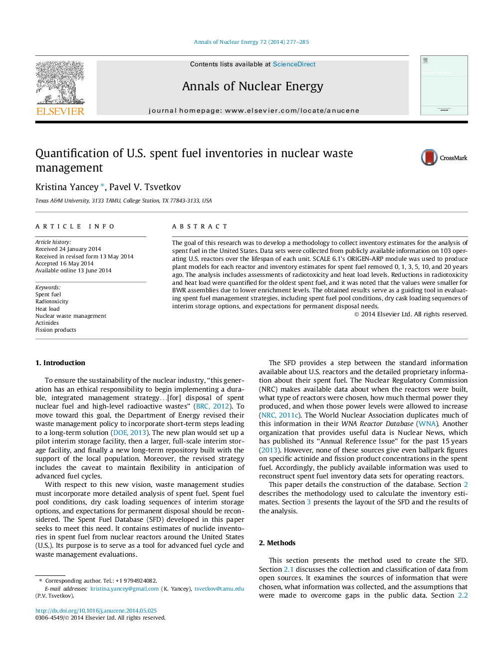 Quantification of U.S. spent fuel inventories in nuclear waste management