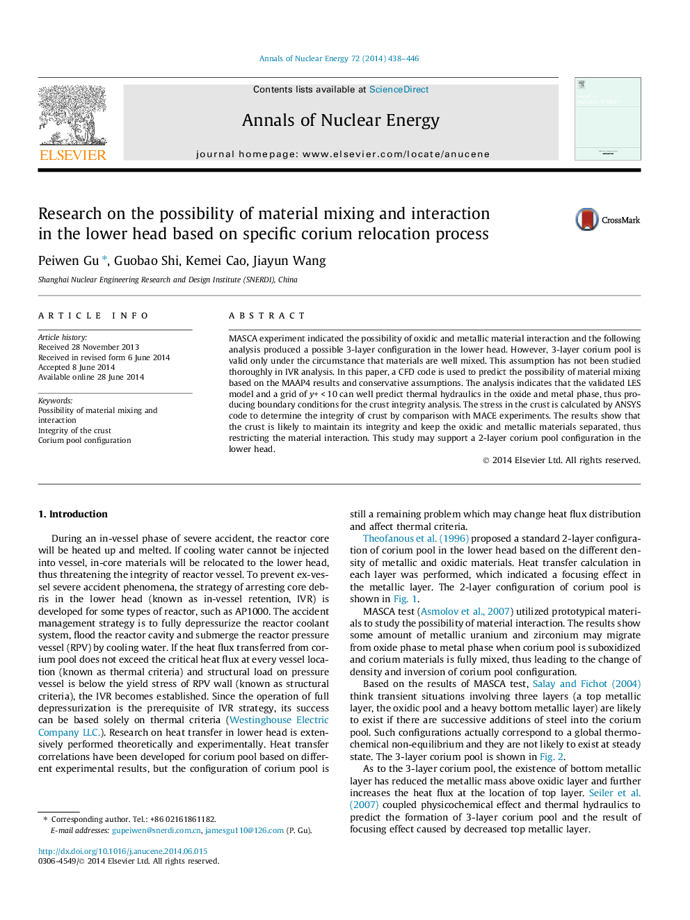 Research on the possibility of material mixing and interaction in the lower head based on specific corium relocation process