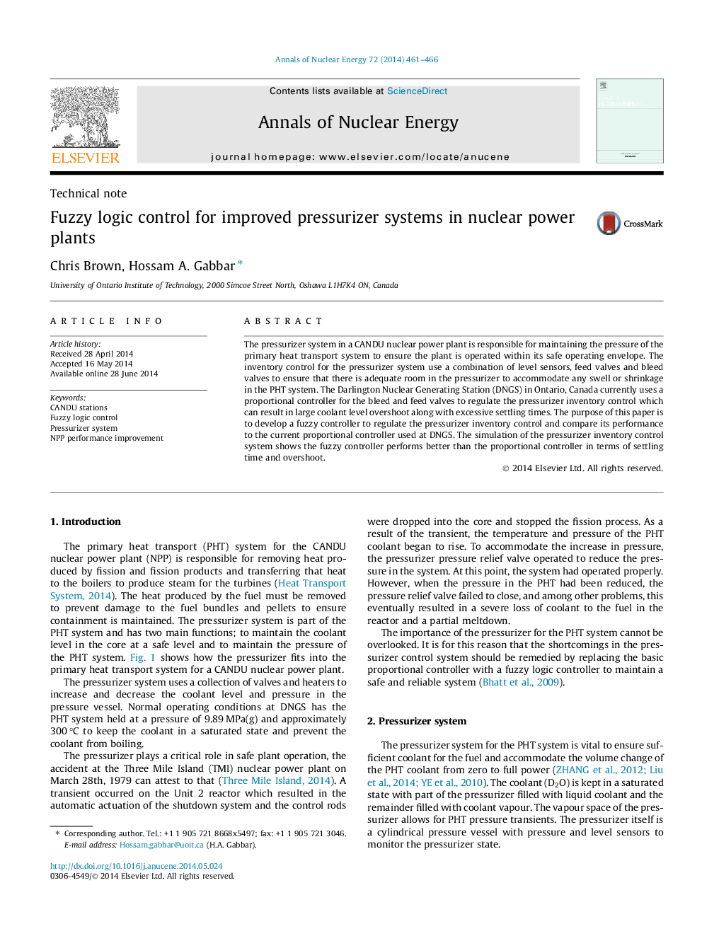 Fuzzy logic control for improved pressurizer systems in nuclear power plants