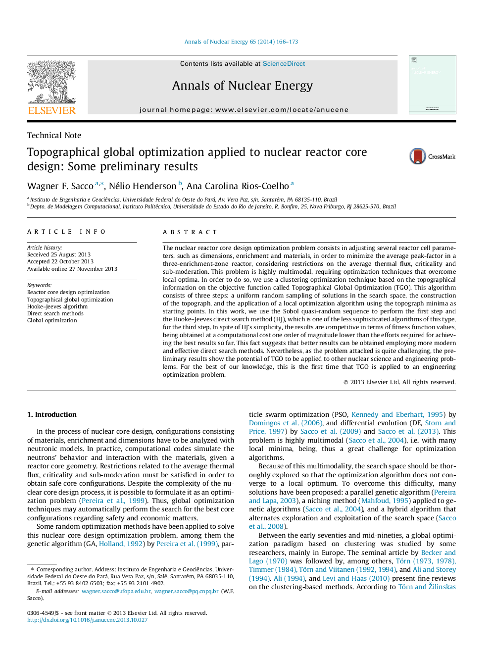 Topographical global optimization applied to nuclear reactor core design: Some preliminary results