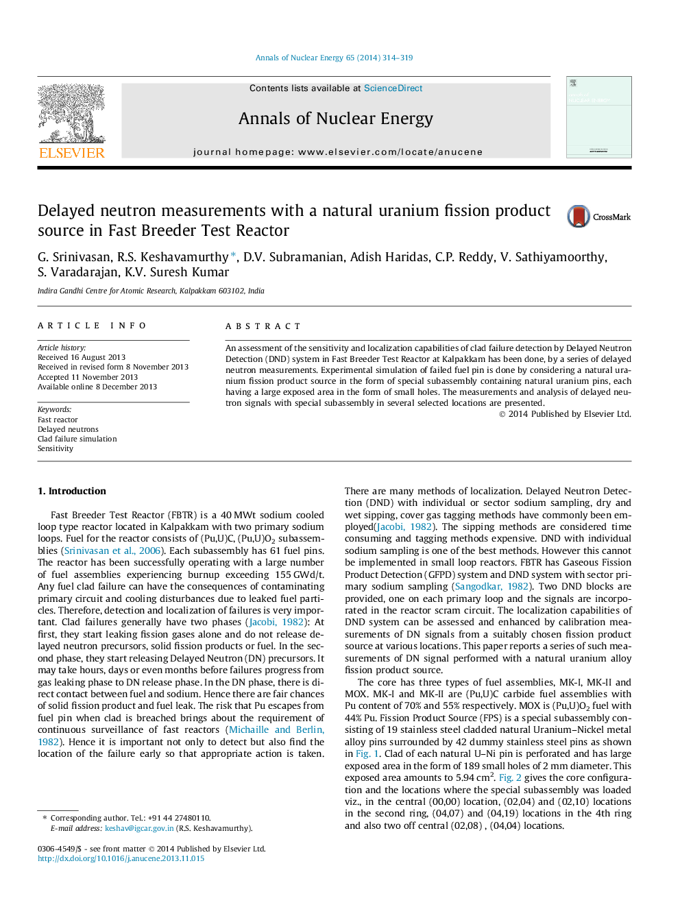 Delayed neutron measurements with a natural uranium fission product source in Fast Breeder Test Reactor