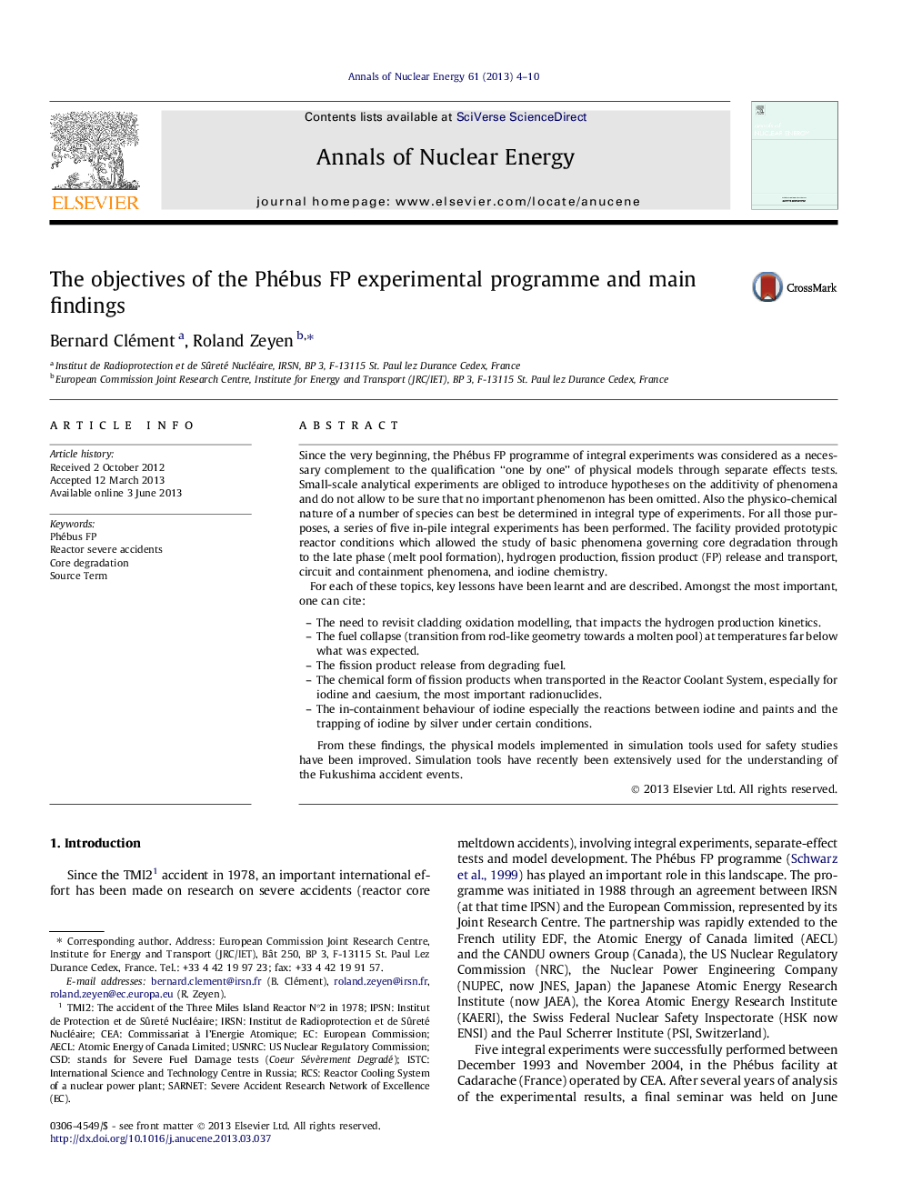 The objectives of the Phébus FP experimental programme and main findings