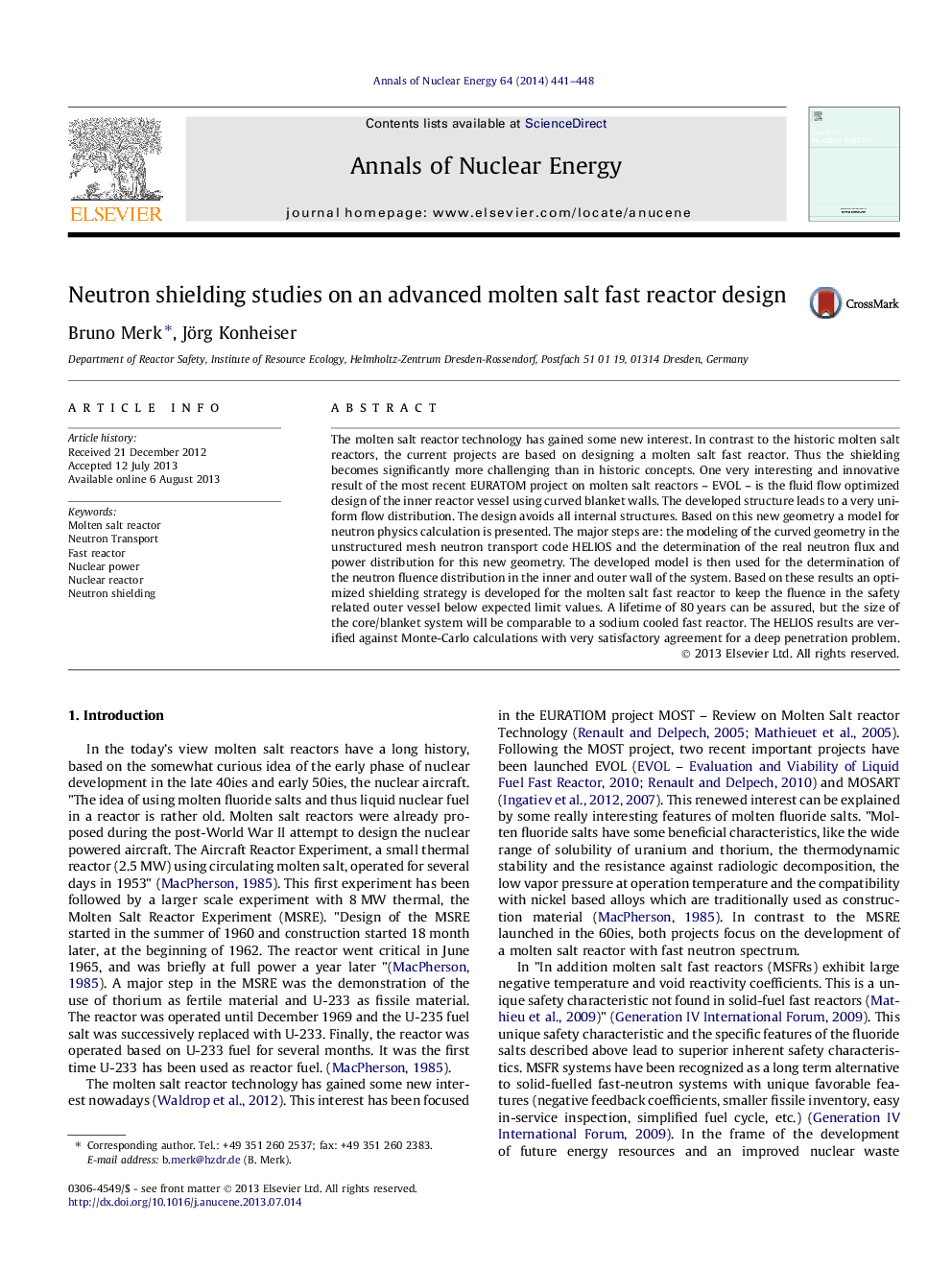 Neutron shielding studies on an advanced molten salt fast reactor design