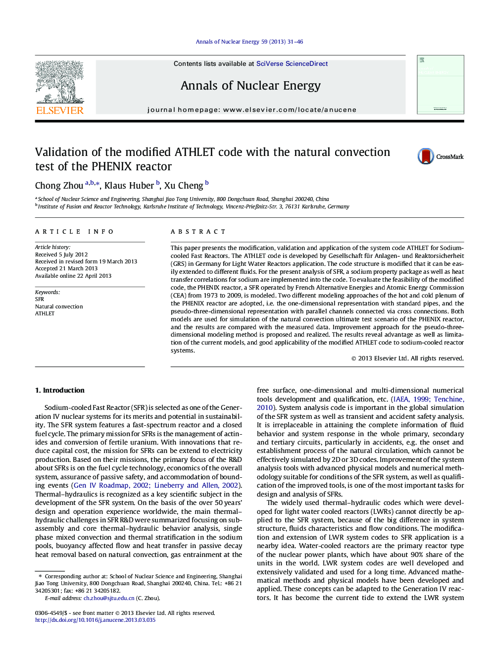 Validation of the modified ATHLET code with the natural convection test of the PHENIX reactor