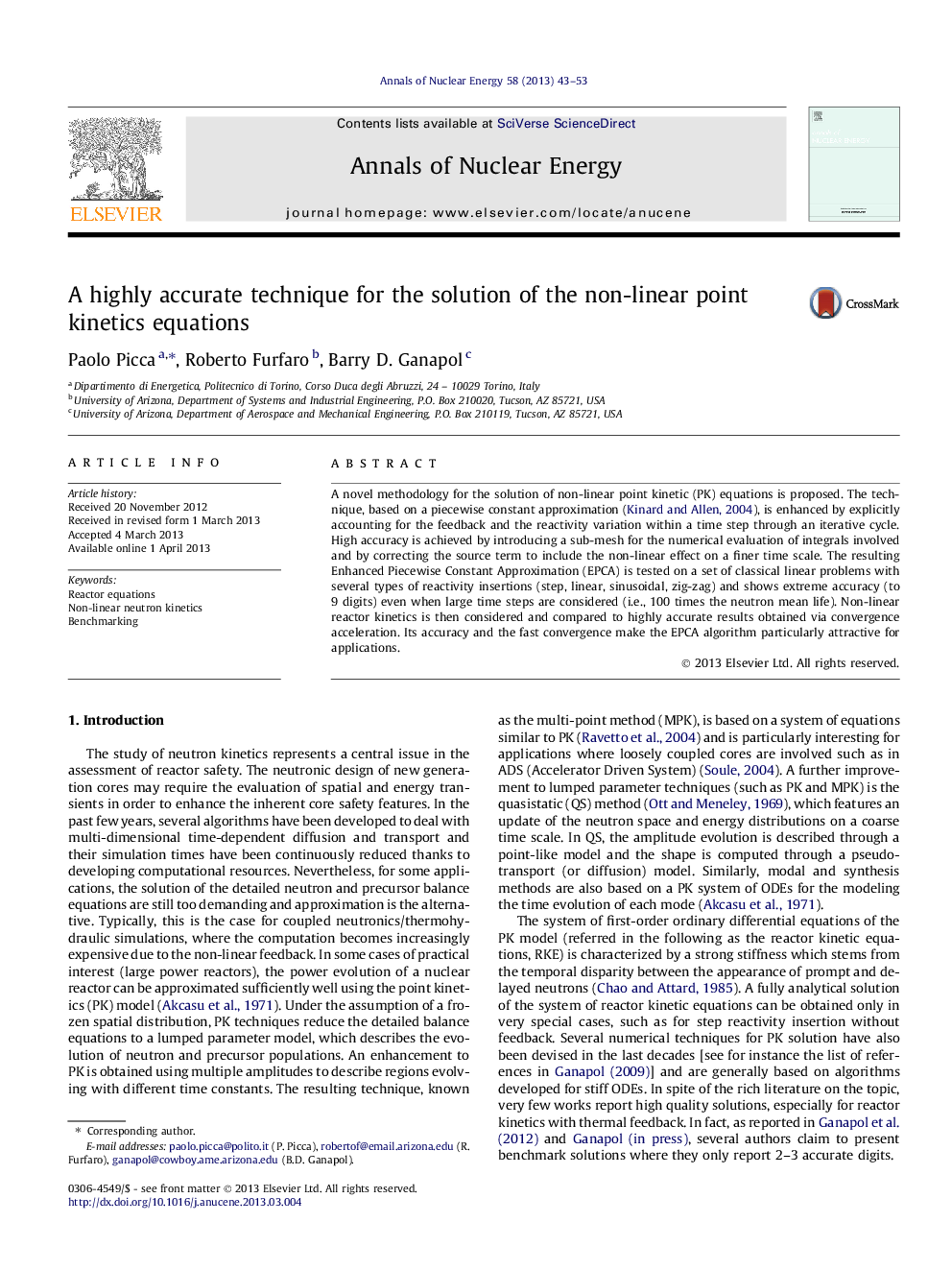 A highly accurate technique for the solution of the non-linear point kinetics equations