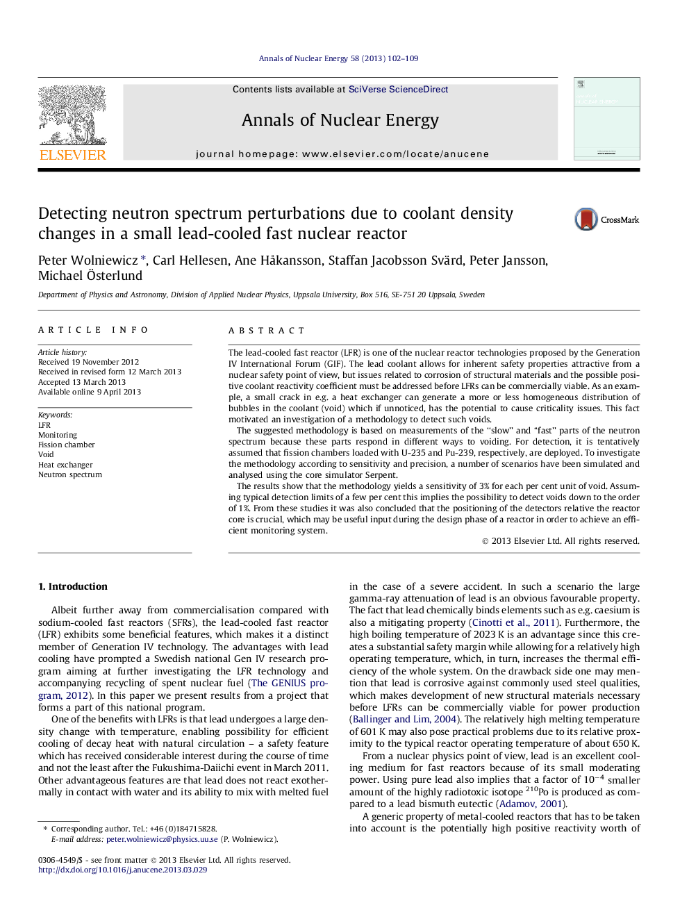 Detecting neutron spectrum perturbations due to coolant density changes in a small lead-cooled fast nuclear reactor