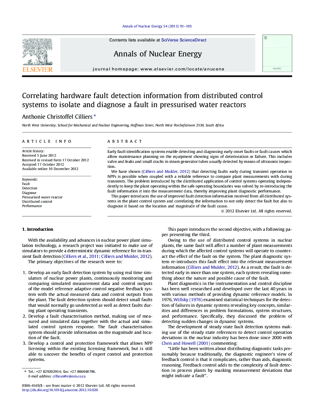Correlating hardware fault detection information from distributed control systems to isolate and diagnose a fault in pressurised water reactors