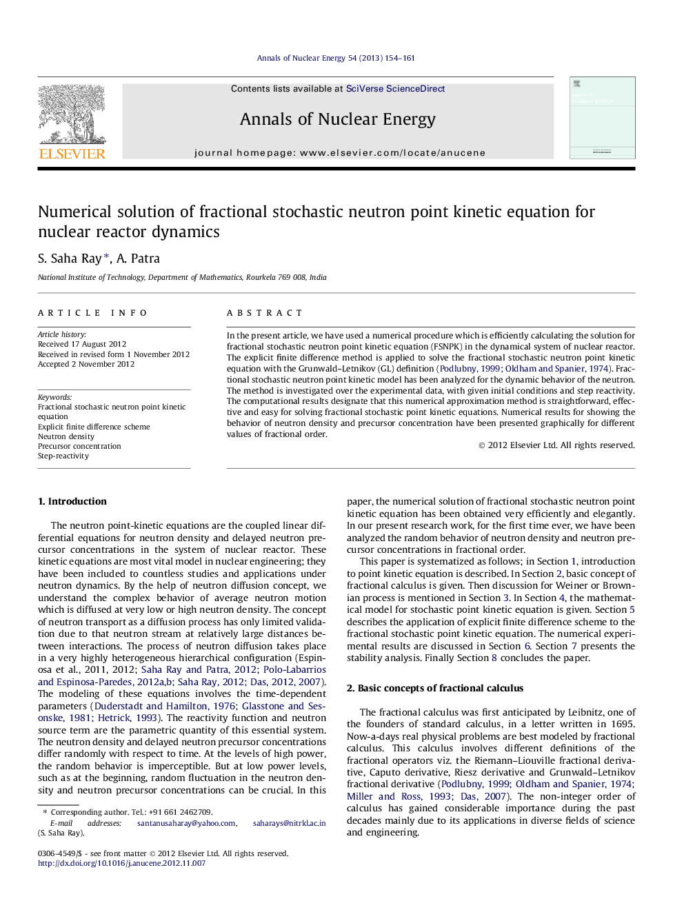 Numerical solution of fractional stochastic neutron point kinetic equation for nuclear reactor dynamics