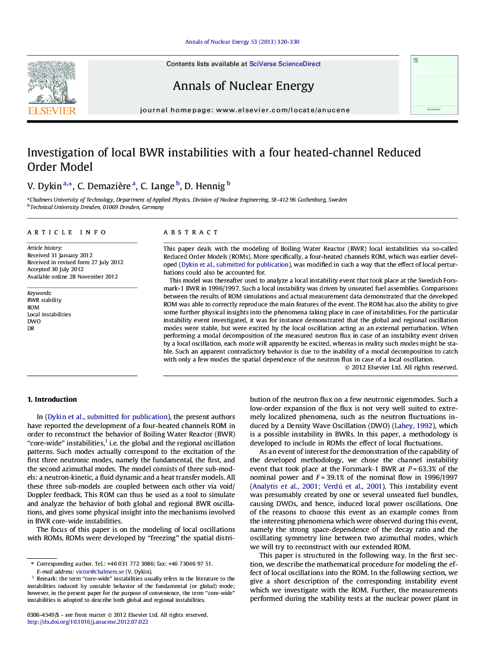 Investigation of local BWR instabilities with a four heated-channel Reduced Order Model