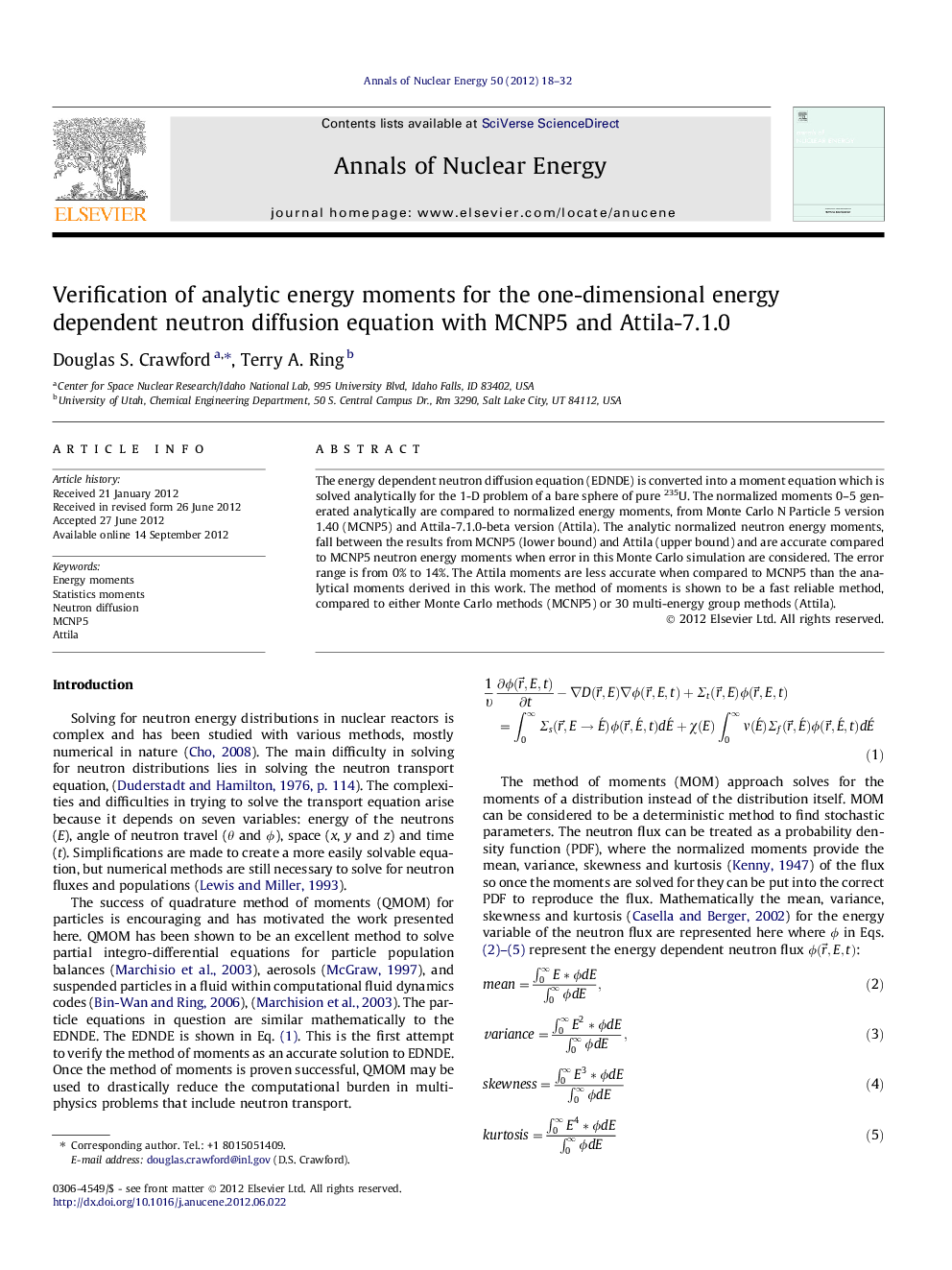 Verification of analytic energy moments for the one-dimensional energy dependent neutron diffusion equation with MCNP5 and Attila-7.1.0