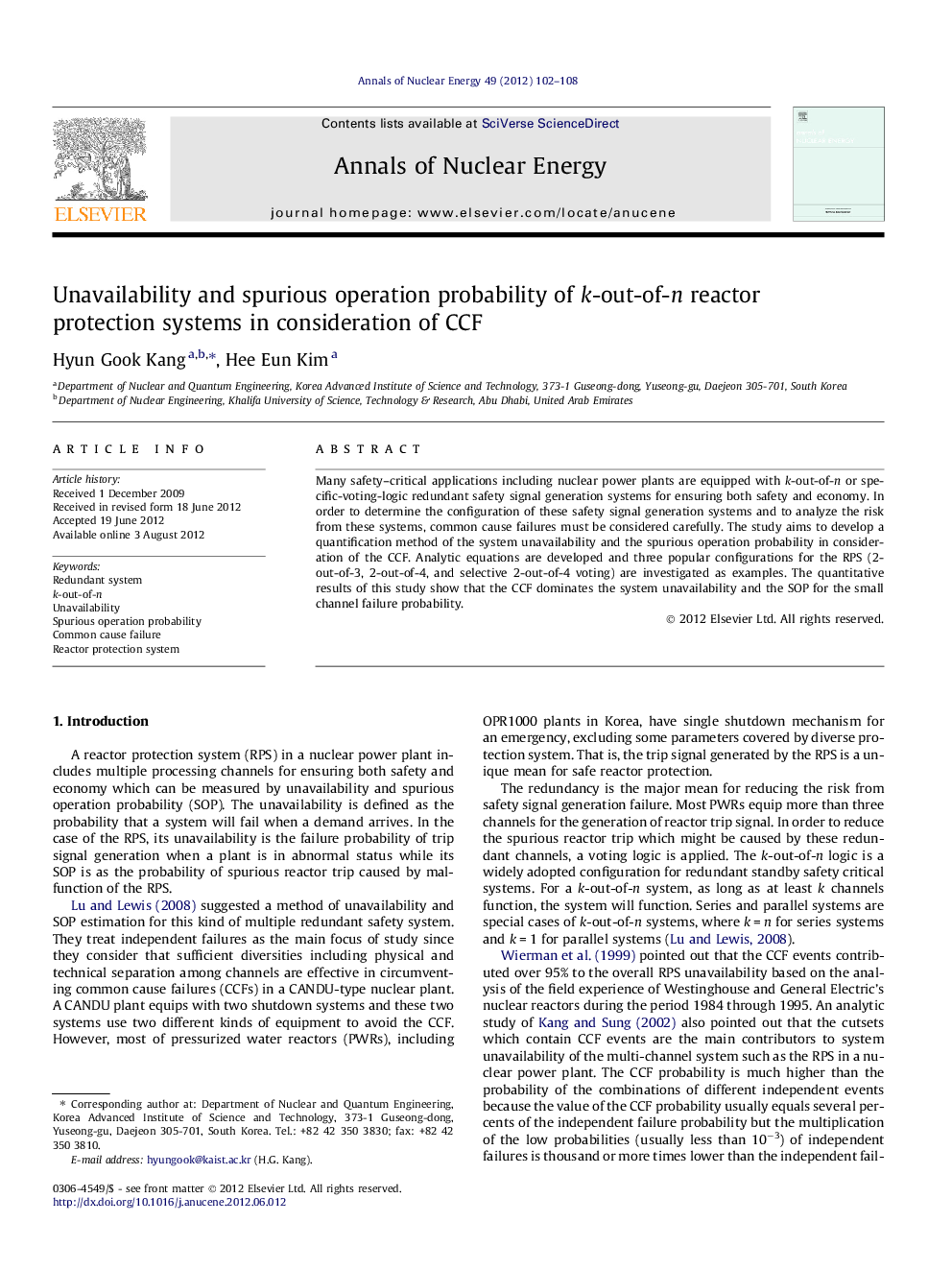 Unavailability and spurious operation probability of k-out-of-n reactor protection systems in consideration of CCF