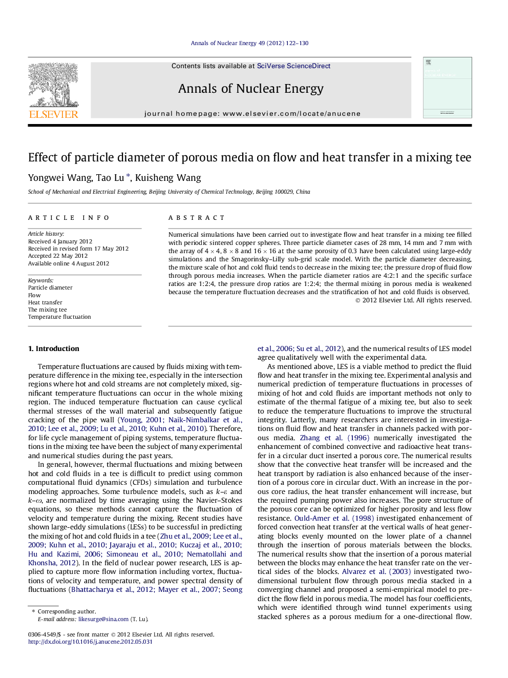 Effect of particle diameter of porous media on flow and heat transfer in a mixing tee