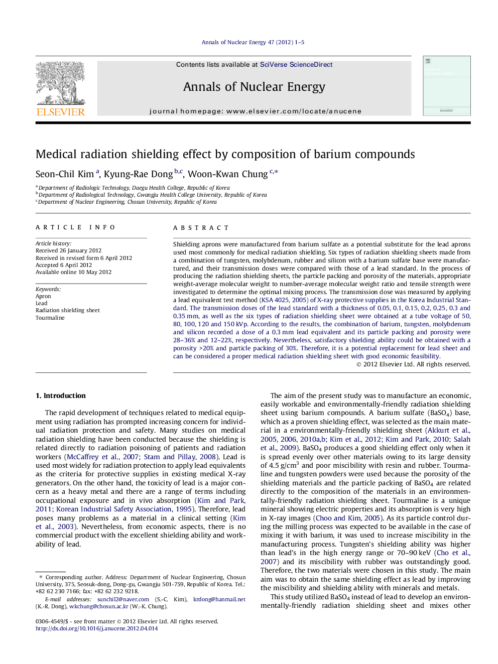 Medical radiation shielding effect by composition of barium compounds