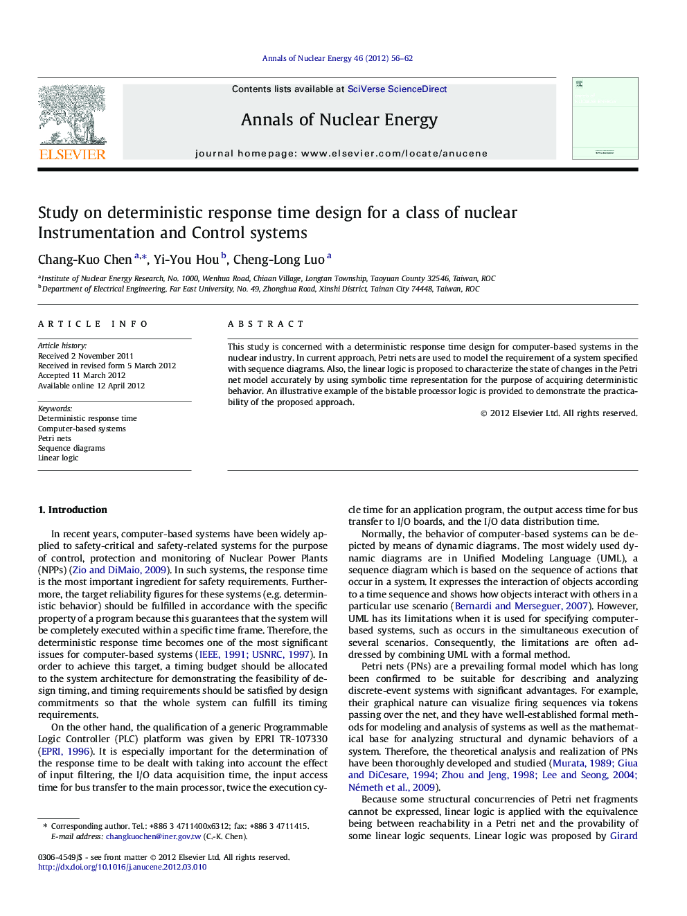 Study on deterministic response time design for a class of nuclear Instrumentation and Control systems