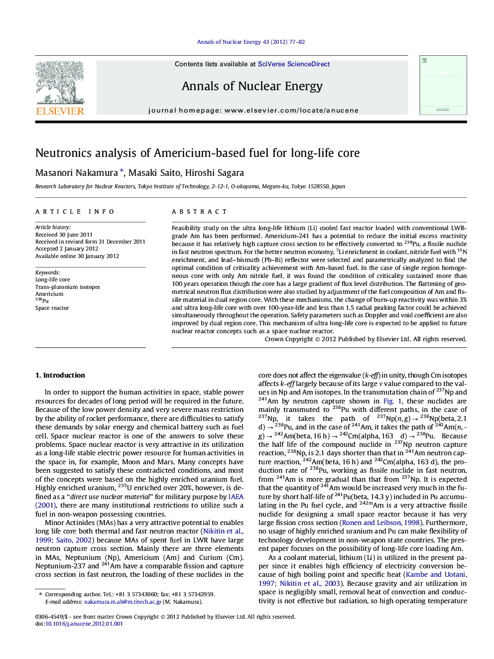 Neutronics analysis of Americium-based fuel for long-life core