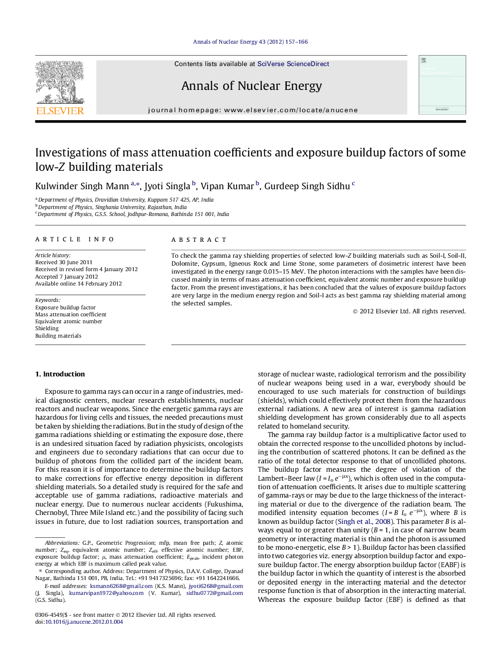 Investigations of mass attenuation coefficients and exposure buildup factors of some low-Z building materials