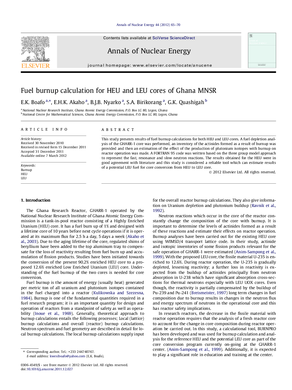 Fuel burnup calculation for HEU and LEU cores of Ghana MNSR