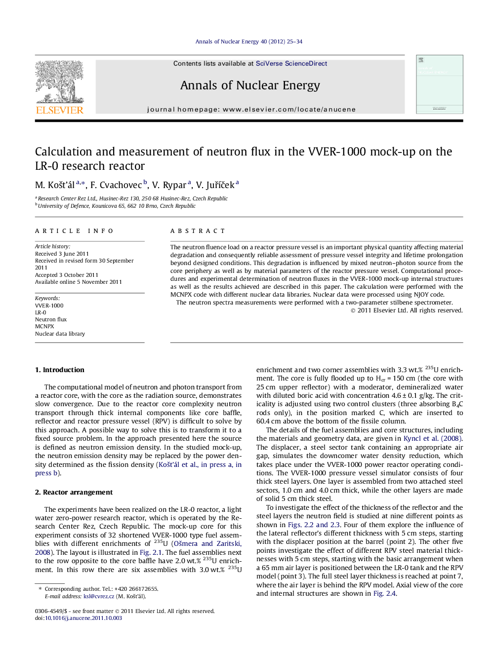 Calculation and measurement of neutron flux in the VVER-1000 mock-up on the LR-0 research reactor