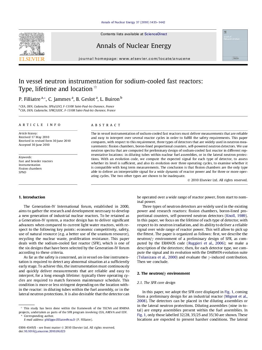 In vessel neutron instrumentation for sodium-cooled fast reactors: Type, lifetime and location 