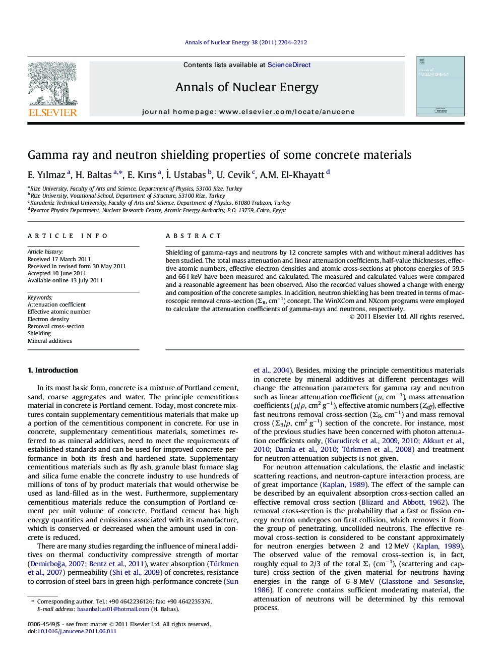 Gamma ray and neutron shielding properties of some concrete materials