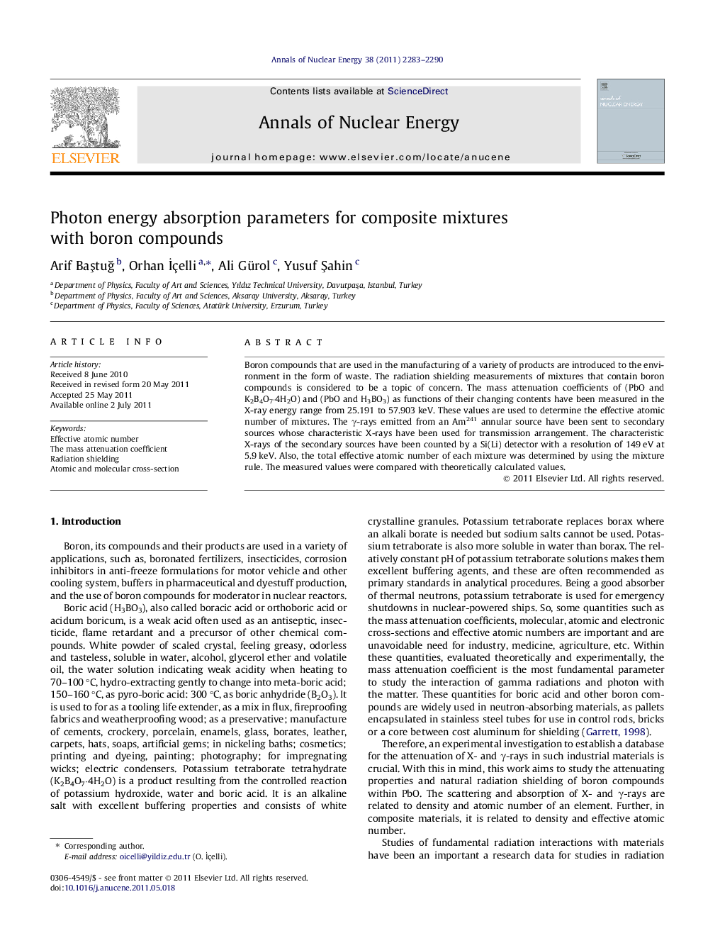 Photon energy absorption parameters for composite mixtures with boron compounds