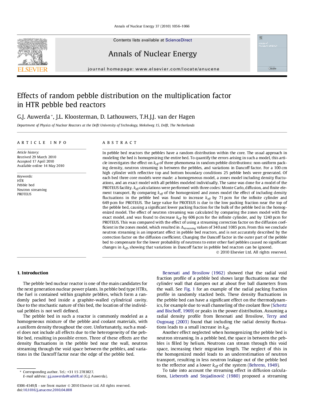 Effects of random pebble distribution on the multiplication factor in HTR pebble bed reactors