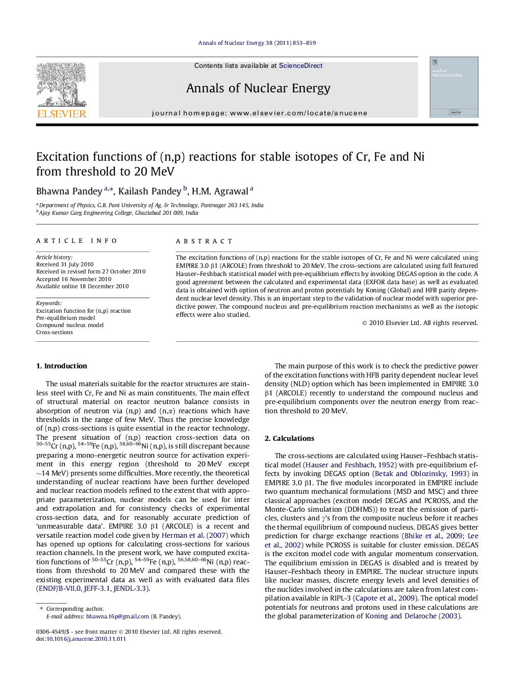 Excitation functions of (n,p) reactions for stable isotopes of Cr, Fe and Ni from threshold to 20 MeV