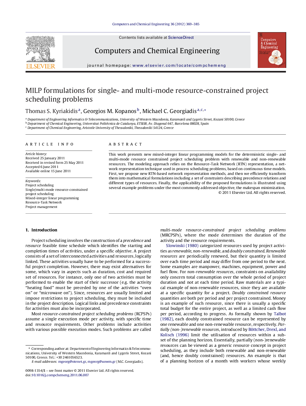 MILP formulations for single- and multi-mode resource-constrained project scheduling problems